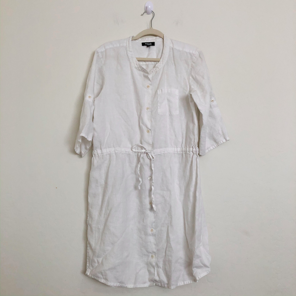 Threads White 100 Percent Linen Dress